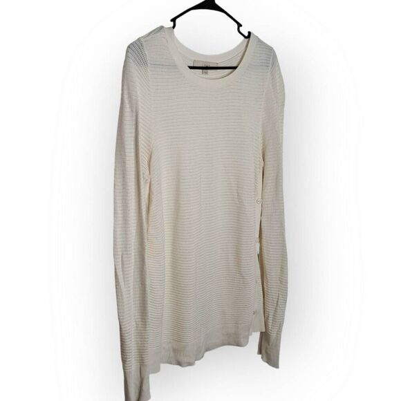 Ann Taylor LOFT Women's Cream Long Sleeve Sweater w/Side Buttons size Medium - Picture 2 of 7
